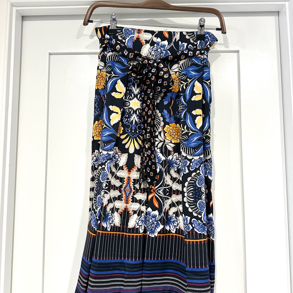 LOFT Blue and Orange Floral Maxi Skirt